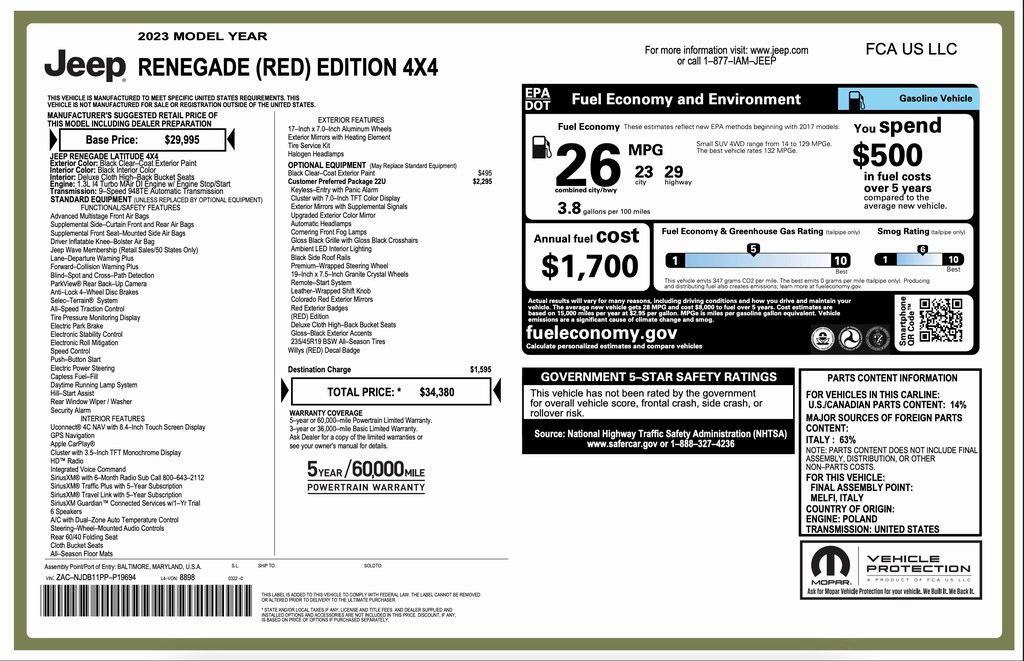 used 2023 Jeep Renegade car, priced at $21,594