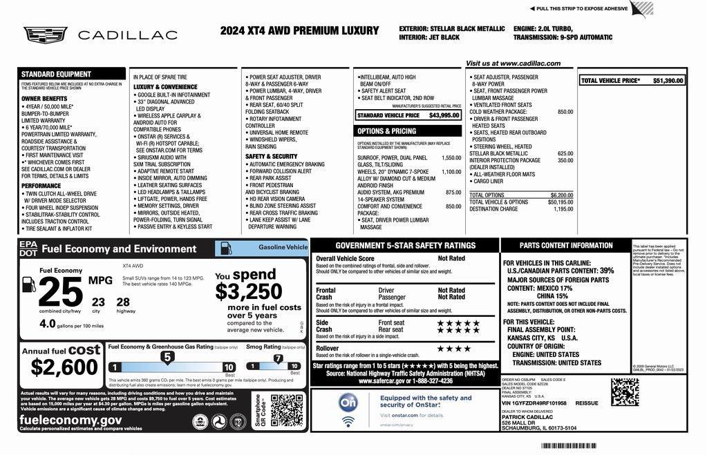 used 2024 Cadillac XT4 car, priced at $28,694