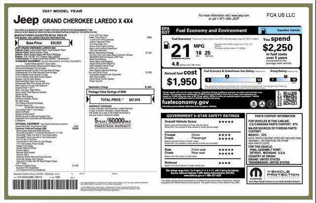 used 2021 Jeep Grand Cherokee car, priced at $29,494