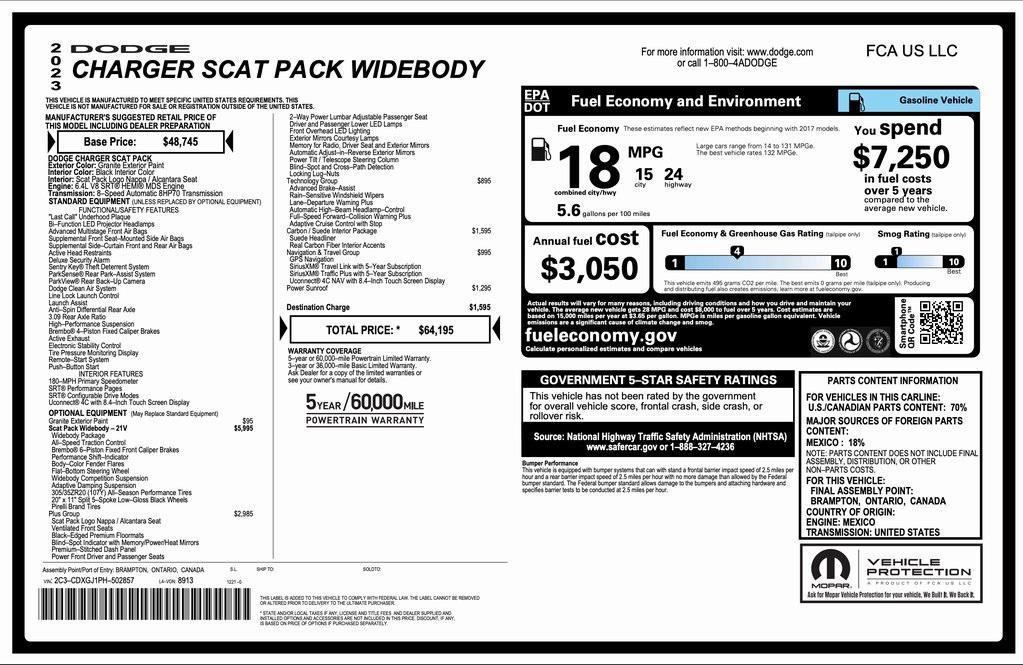 used 2023 Dodge Charger car, priced at $52,994