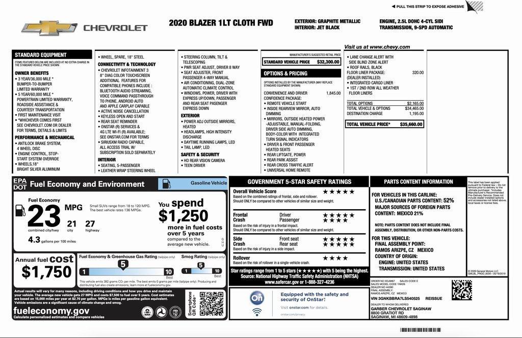 used 2020 Chevrolet Blazer car, priced at $22,994