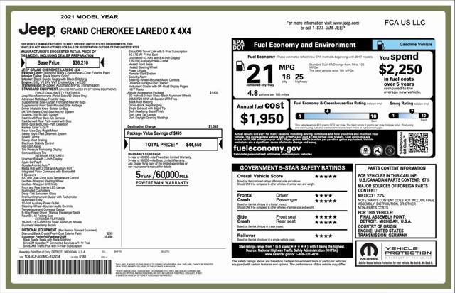 used 2021 Jeep Grand Cherokee car, priced at $28,494