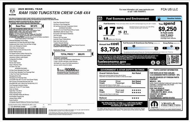 new 2025 Ram 1500 car, priced at $79,070