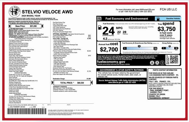 used 2024 Alfa Romeo Stelvio car, priced at $40,294
