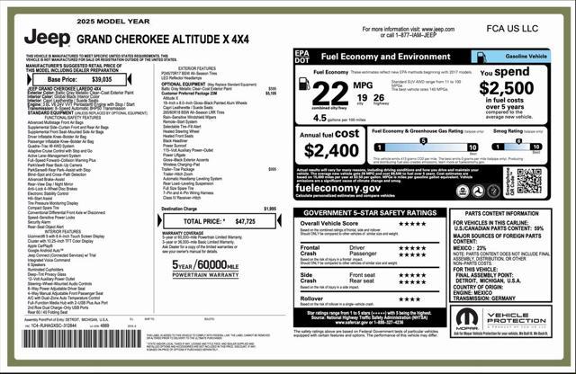 new 2025 Jeep Grand Cherokee car, priced at $36,725