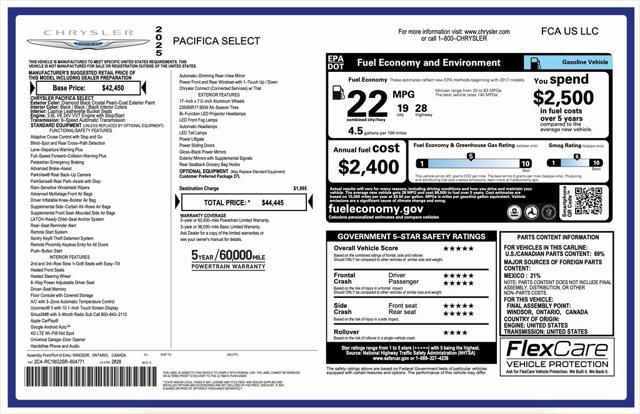 new 2025 Chrysler Pacifica car, priced at $41,445