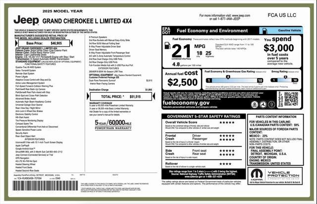 new 2025 Jeep Grand Cherokee L car, priced at $43,265