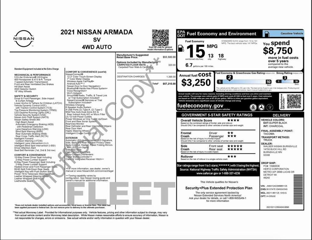 used 2021 Nissan Armada car, priced at $27,694