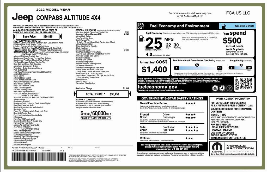used 2022 Jeep Compass car, priced at $23,994