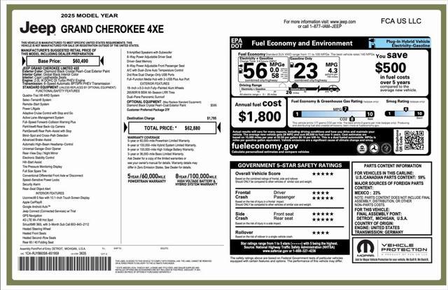 new 2025 Jeep Grand Cherokee 4xe car, priced at $50,880