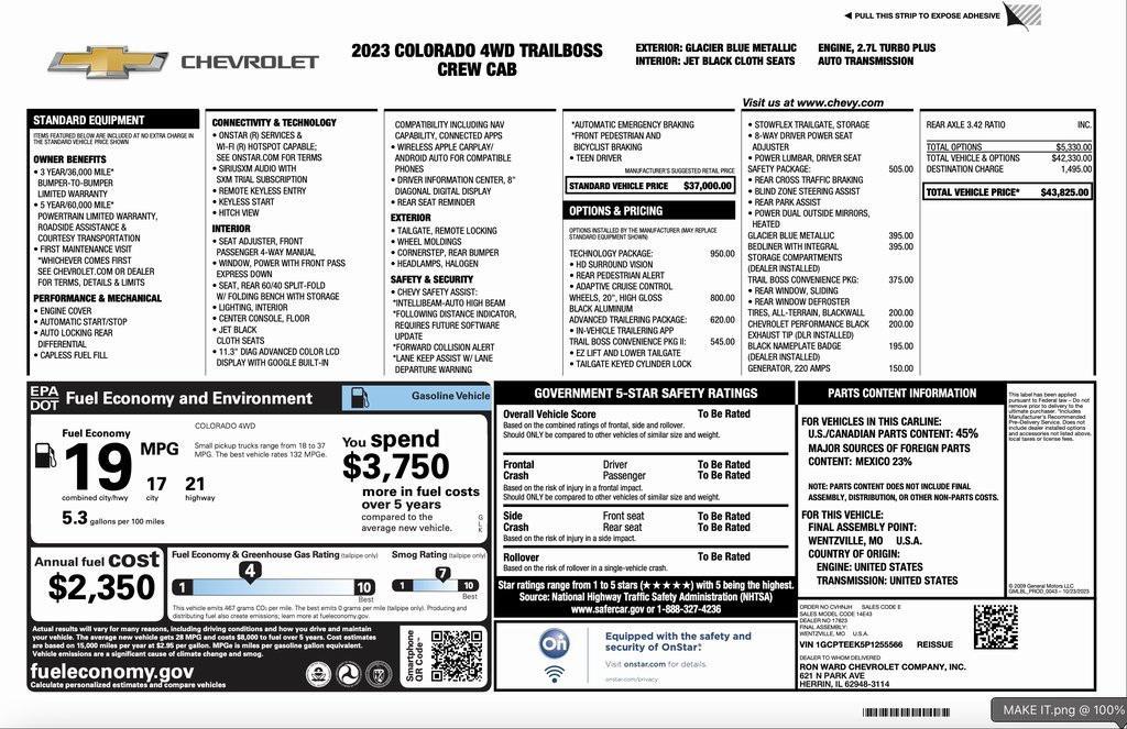 used 2023 Chevrolet Colorado car, priced at $37,994
