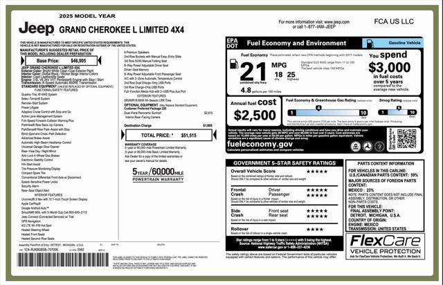 new 2025 Jeep Grand Cherokee L car, priced at $43,265