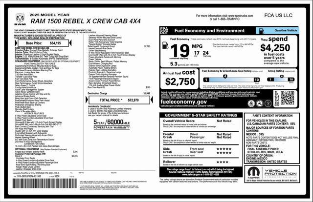 new 2025 Ram 1500 car, priced at $62,970