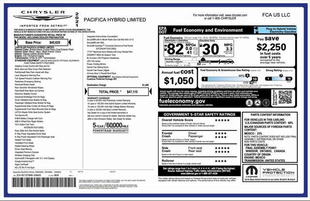 used 2021 Chrysler Pacifica Hybrid car, priced at $29,794