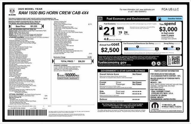 new 2025 Ram 1500 car, priced at $59,235