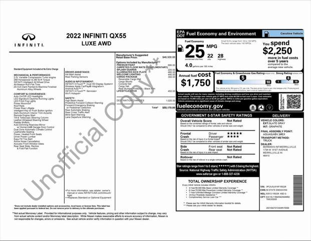 used 2022 INFINITI QX55 car, priced at $28,994