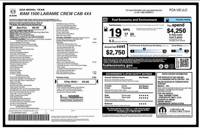 new 2025 Ram 1500 car, priced at $61,845
