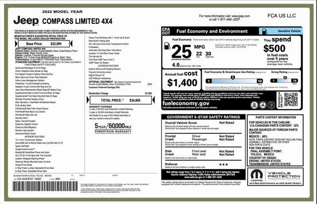 used 2022 Jeep Compass car, priced at $25,594