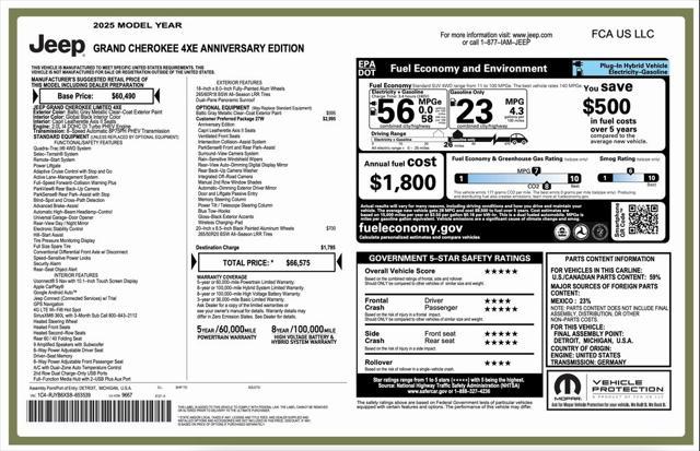 new 2025 Jeep Grand Cherokee 4xe car, priced at $55,575