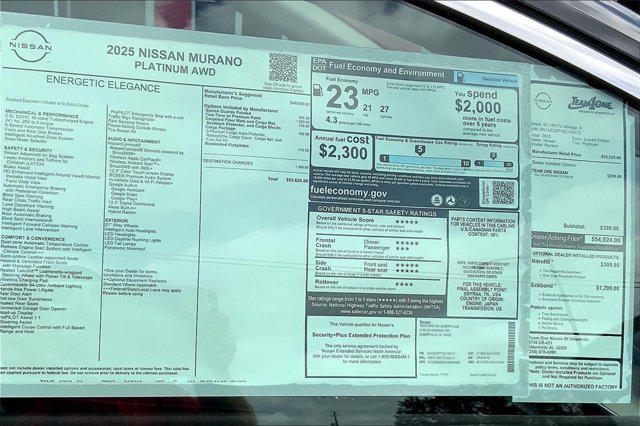 new 2025 Nissan Murano car, priced at $52,553