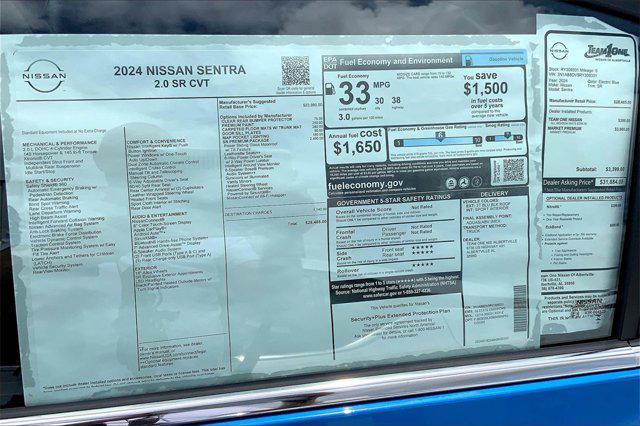 new 2024 Nissan Sentra car, priced at $27,735