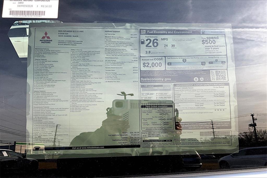 new 2025 Mitsubishi Outlander car, priced at $40,625