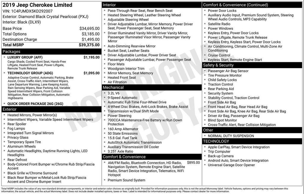 used 2019 Jeep Cherokee car, priced at $10,990