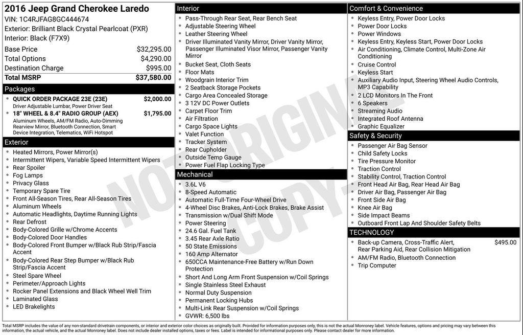 used 2016 Jeep Grand Cherokee car, priced at $13,990