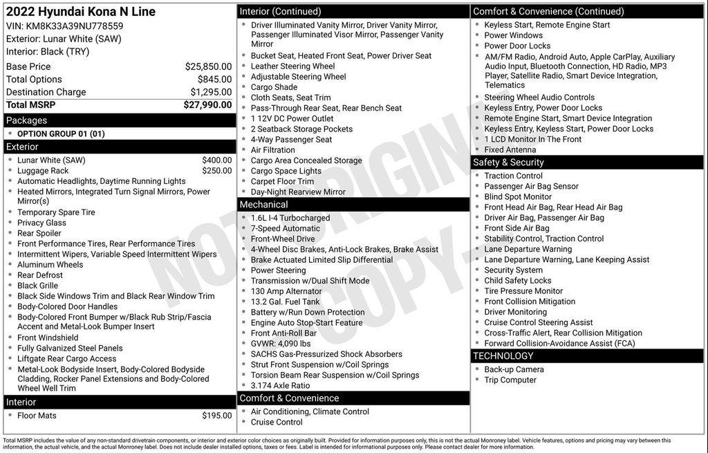 used 2022 Hyundai Kona car, priced at $18,290