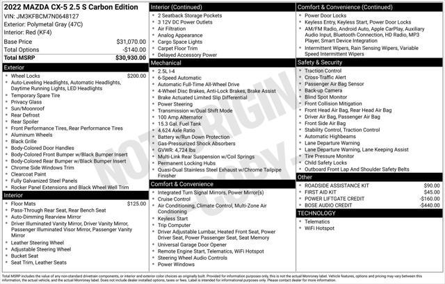 used 2022 Mazda CX-5 car, priced at $23,906