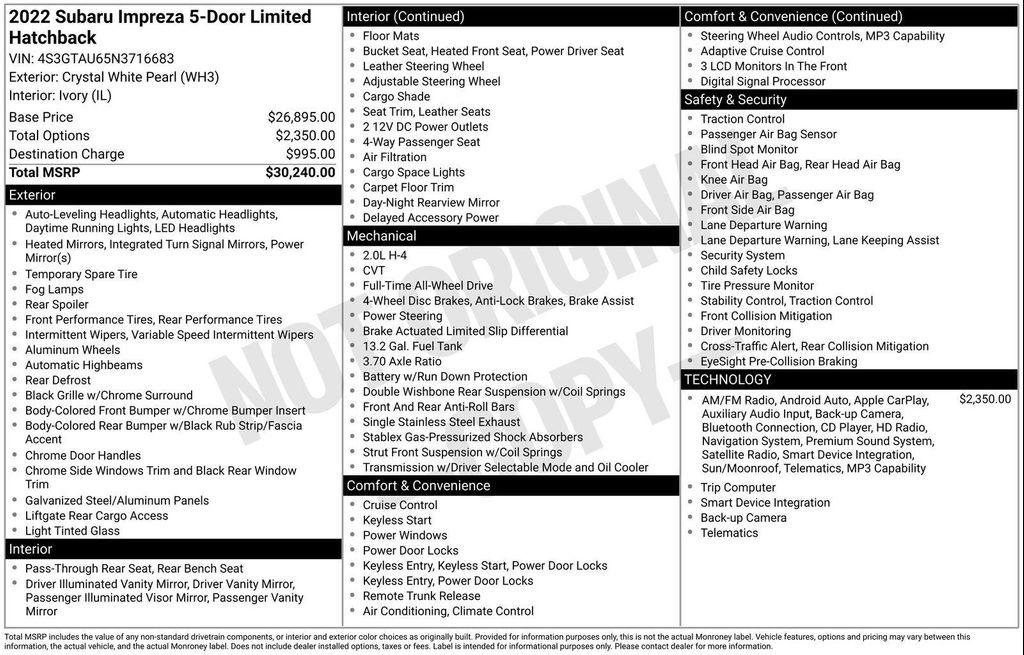 used 2022 Subaru Impreza car, priced at $22,990