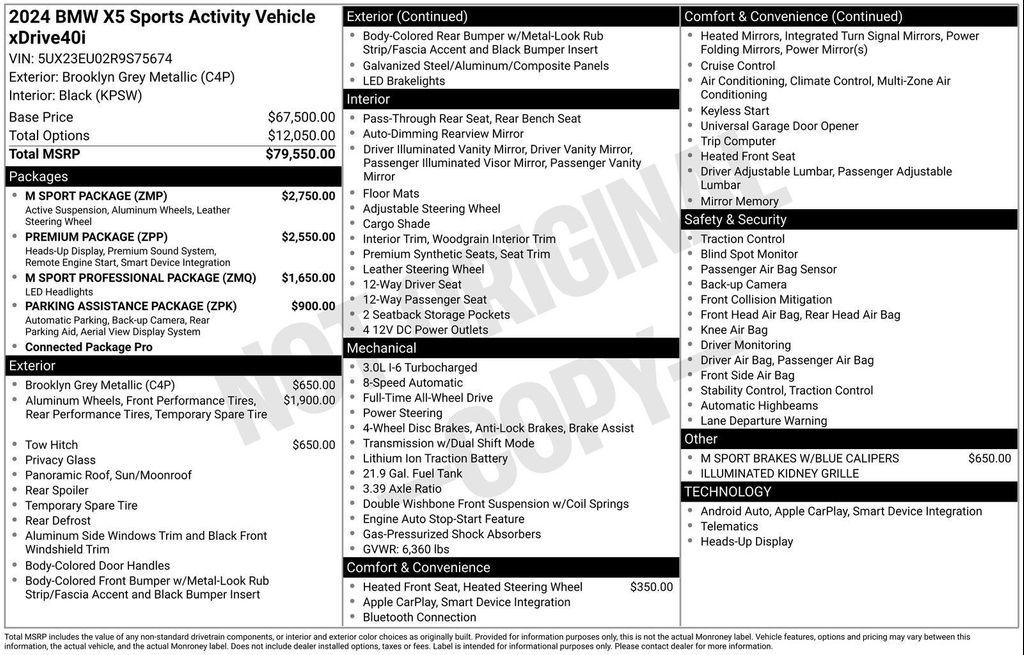 used 2024 BMW X5 car, priced at $62,990