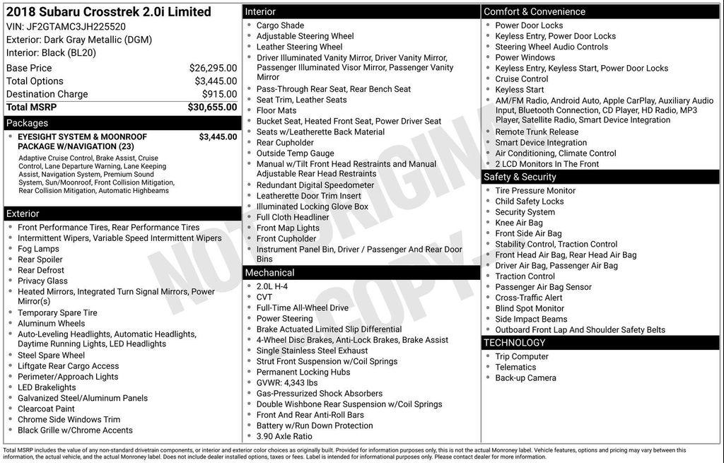 used 2018 Subaru Crosstrek car, priced at $17,290