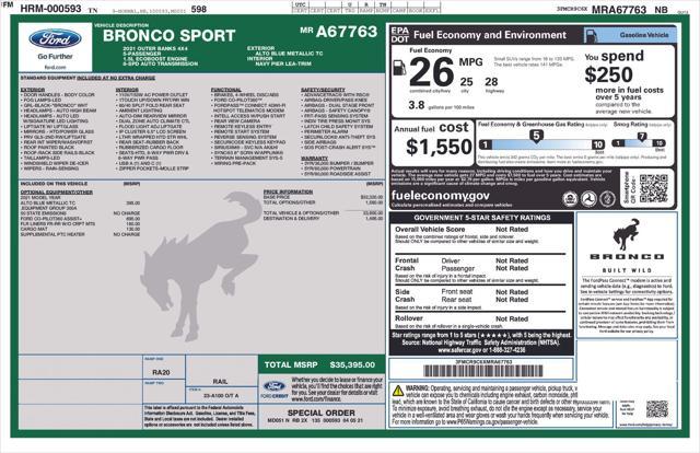 used 2021 Ford Bronco Sport car, priced at $18,491