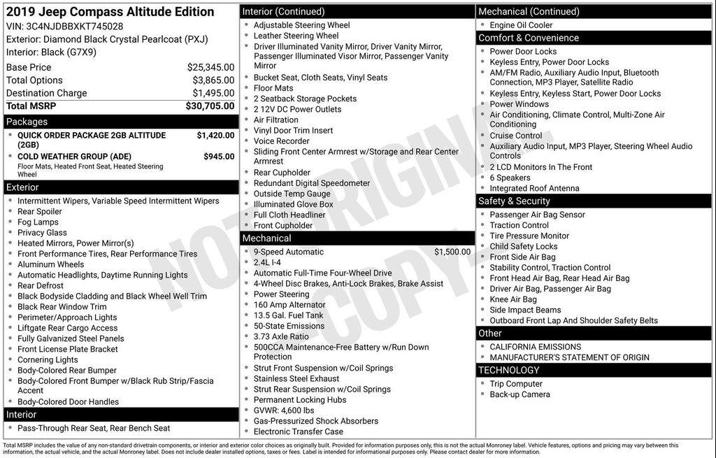 used 2019 Jeep Compass car, priced at $17,490