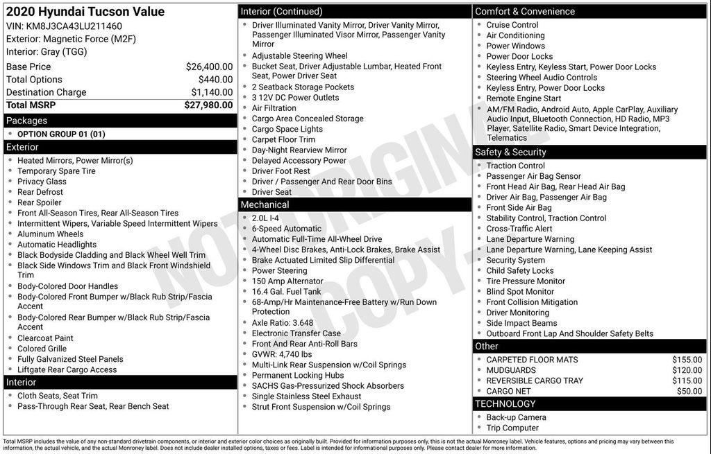 used 2020 Hyundai Tucson car, priced at $12,190