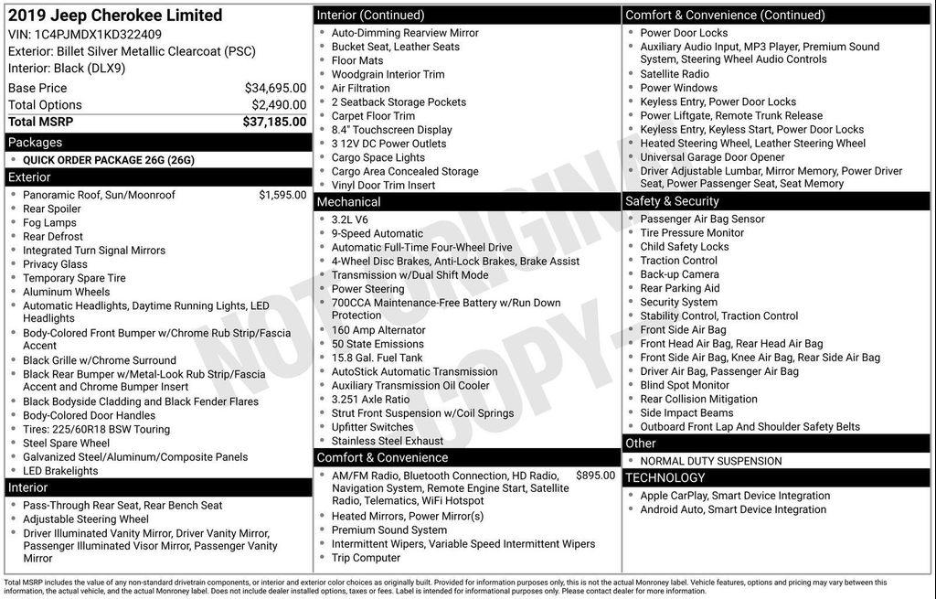 used 2019 Jeep Cherokee car, priced at $13,790