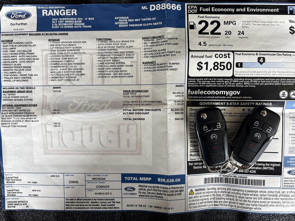 used 2021 Ford Ranger car, priced at $28,495