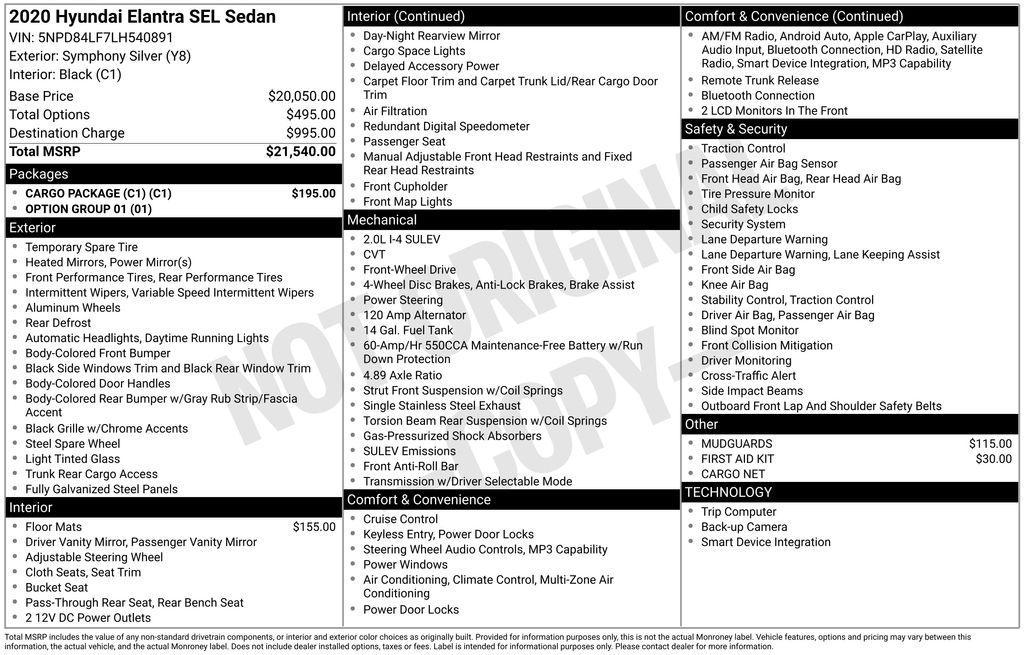 used 2020 Hyundai Elantra car, priced at $9,989