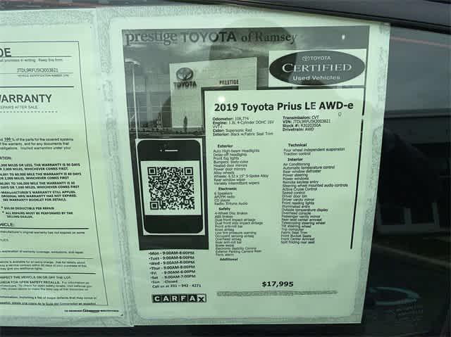 used 2019 Toyota Prius car, priced at $16,495