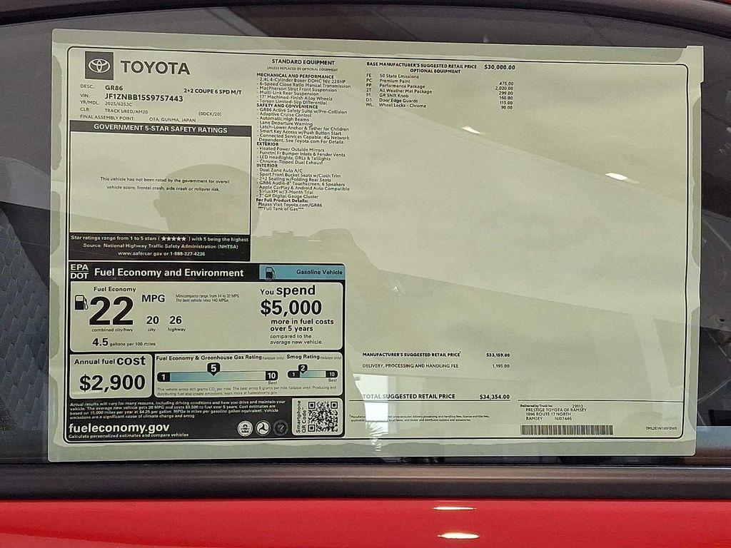 new 2025 Toyota GR86 car, priced at $34,354