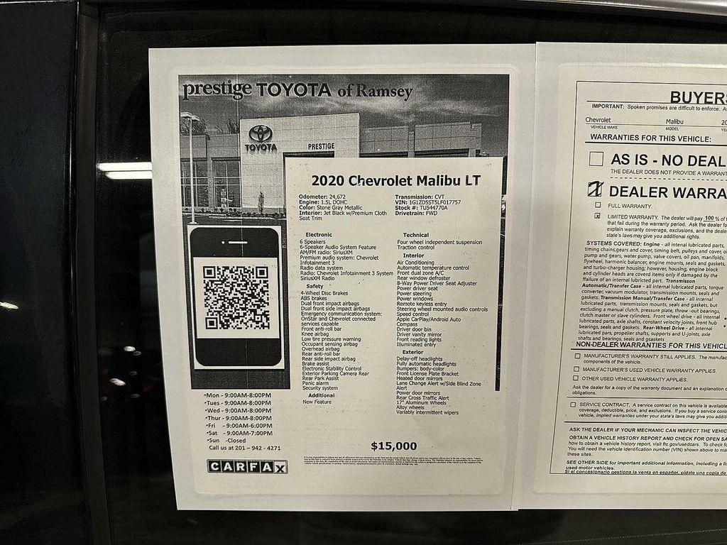 used 2020 Chevrolet Malibu car, priced at $15,000