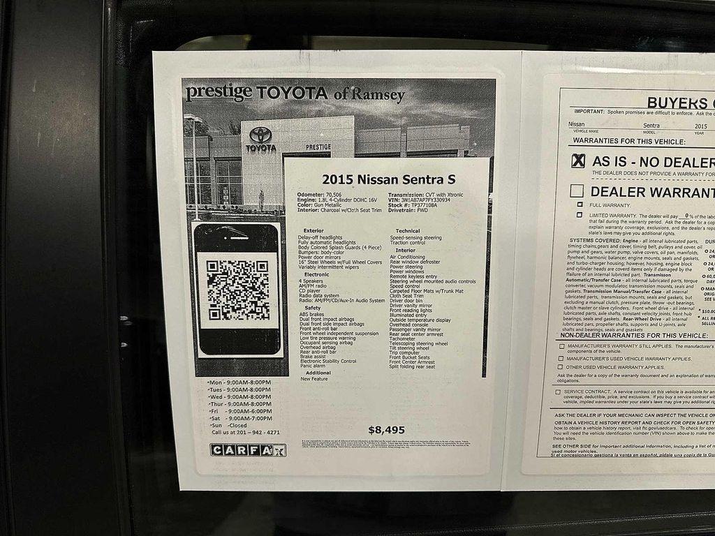 used 2015 Nissan Sentra car, priced at $7,995