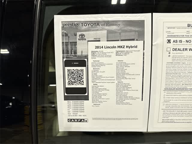 used 2014 Lincoln MKZ Hybrid car, priced at $10,000