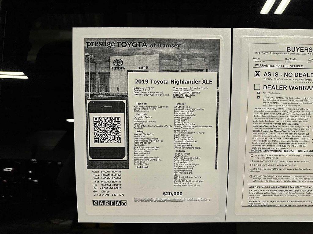 used 2019 Toyota Highlander car, priced at $20,000