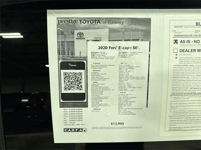 used 2020 Ford Escape car, priced at $13,695