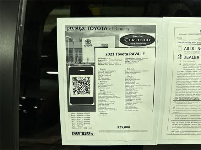 used 2021 Toyota RAV4 car, priced at $25,000