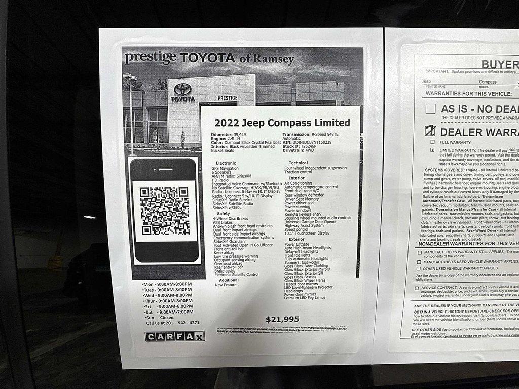 used 2022 Jeep Compass car, priced at $21,495