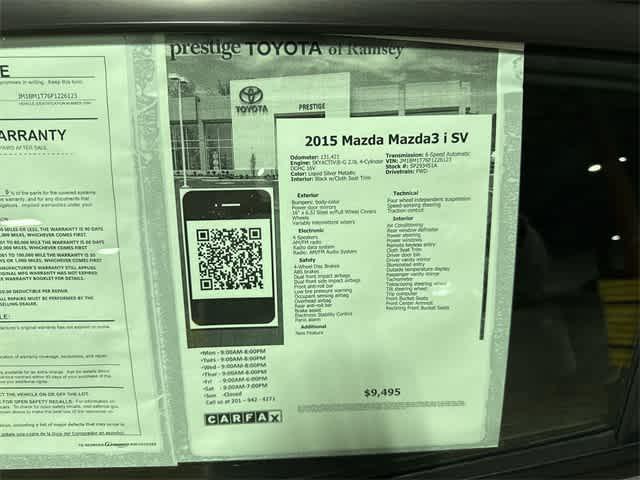 used 2015 Mazda Mazda3 car, priced at $8,695