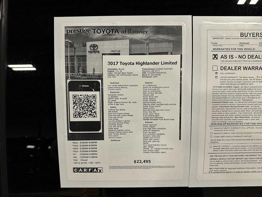 used 2017 Toyota Highlander car, priced at $21,995